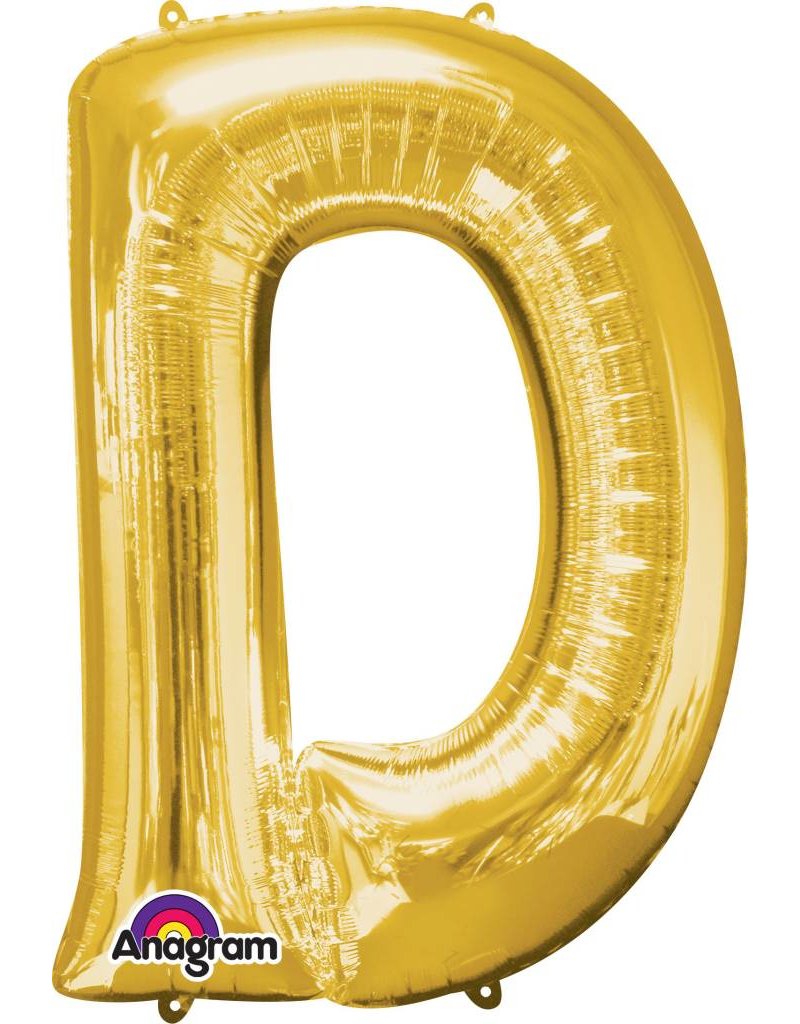 Gold Letter D Mylar 34" Balloon