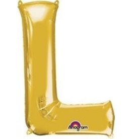 Gold Letter L Mylar 34" Balloon