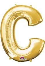 Gold Letter C Mylar 34" Balloon