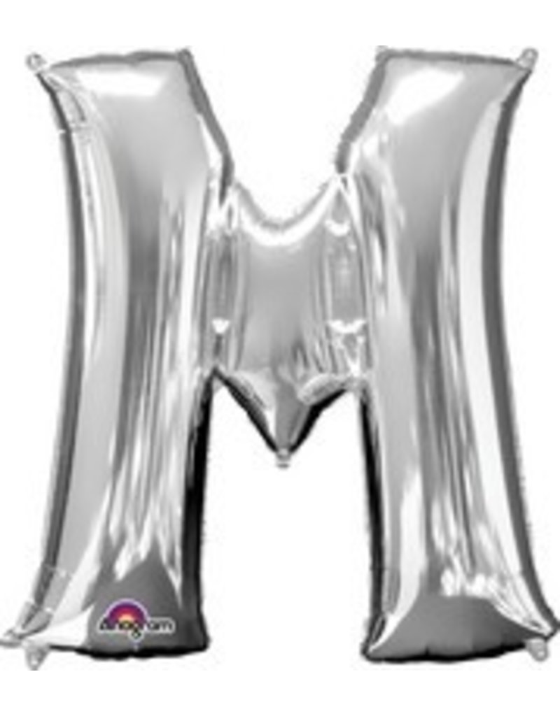 Silver Letter M Mylar 34" Balloon