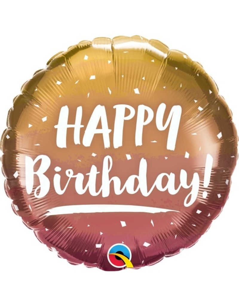 Birthday Metallic Gold & Rose Ombre 18" Mylar Balloon