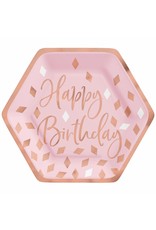 Blush Birthday 7" Hexagon Plate Metallic (8)