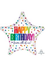 Happy Birthday  From All Of Us 19" Star Mylar Balloon