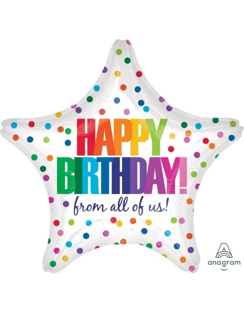 Happy Birthday  From All Of Us 19" Star Mylar Balloon