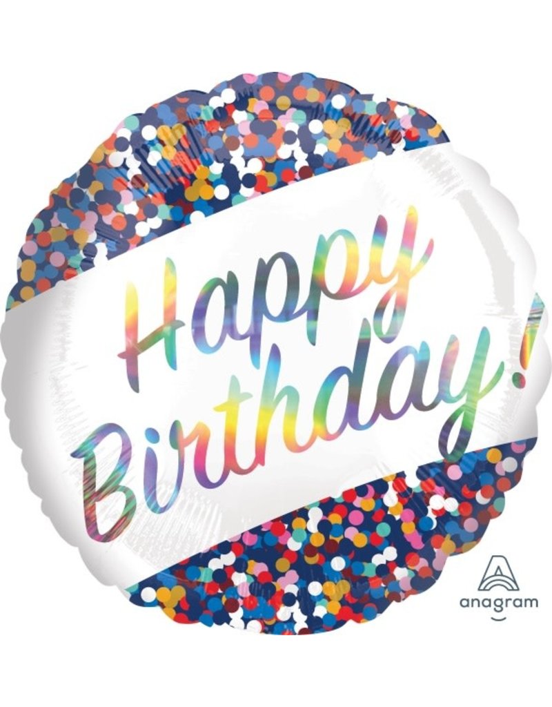 Happy Birthday Confetti 18" Mylar Balloon