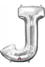 Silver Letter J Mylar 34" Balloon