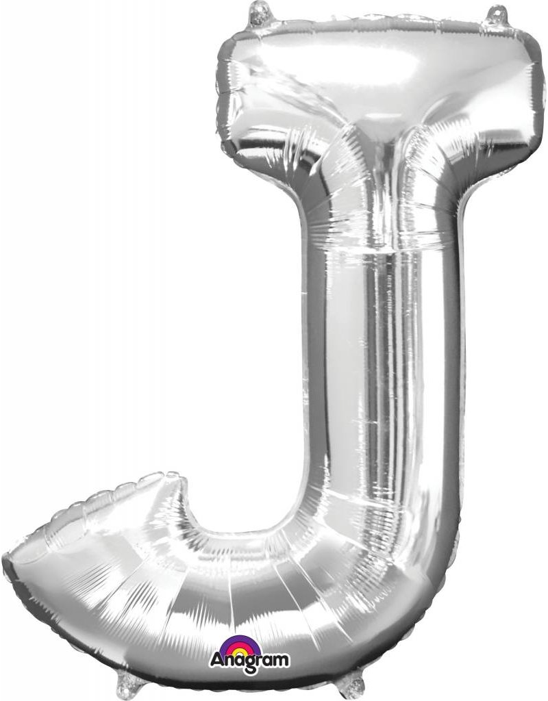 Silver Letter J Mylar 34" Balloon