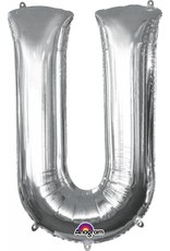 Silver Letter U Mylar 34" Balloon