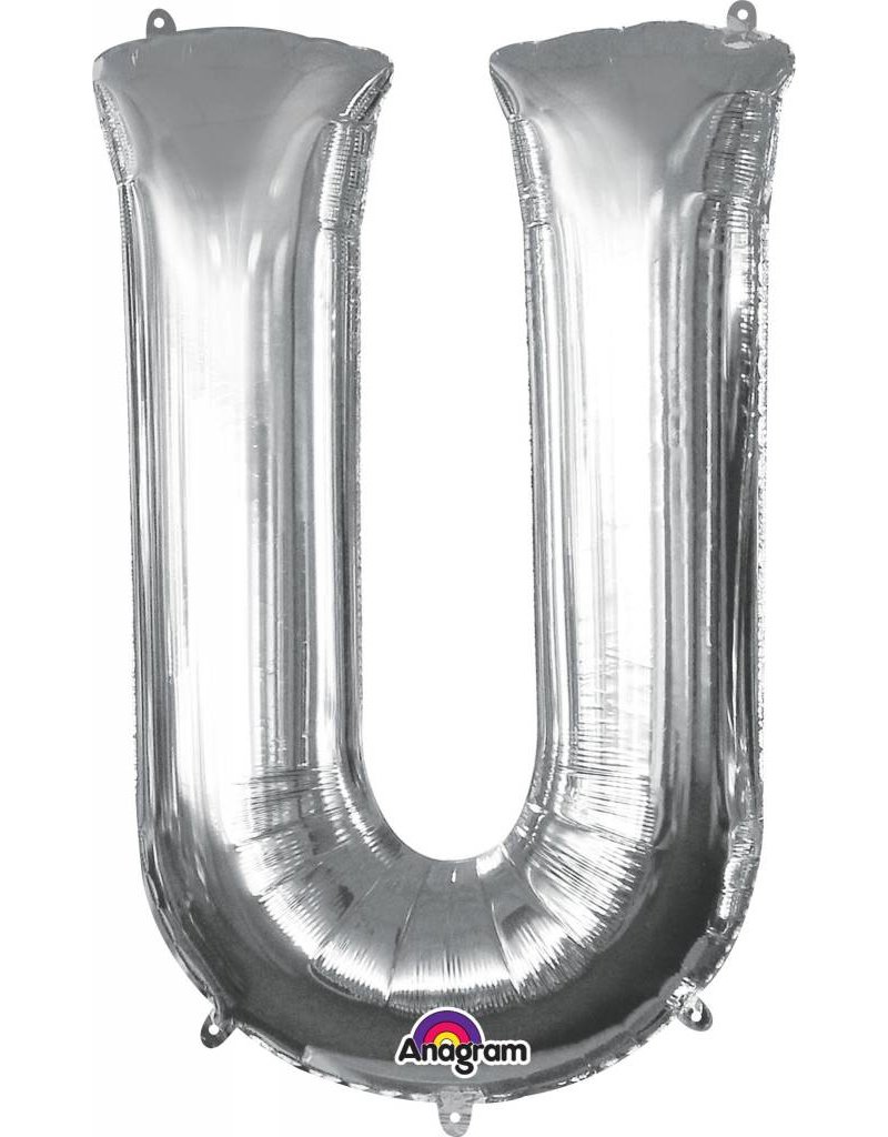 Silver Letter U Mylar 34" Balloon