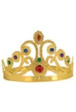 Gold Adjustable Jewel Plastic Queen's Crown