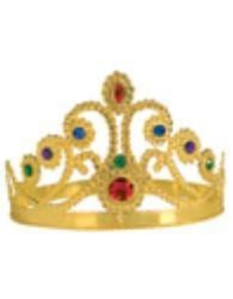 Gold Adjustable Jewel Plastic Queen's Crown