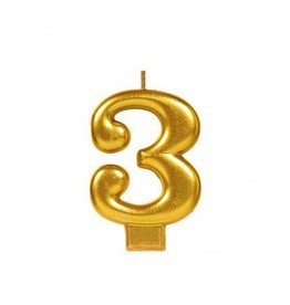 Numeral Metallic Candle #3 - Gold