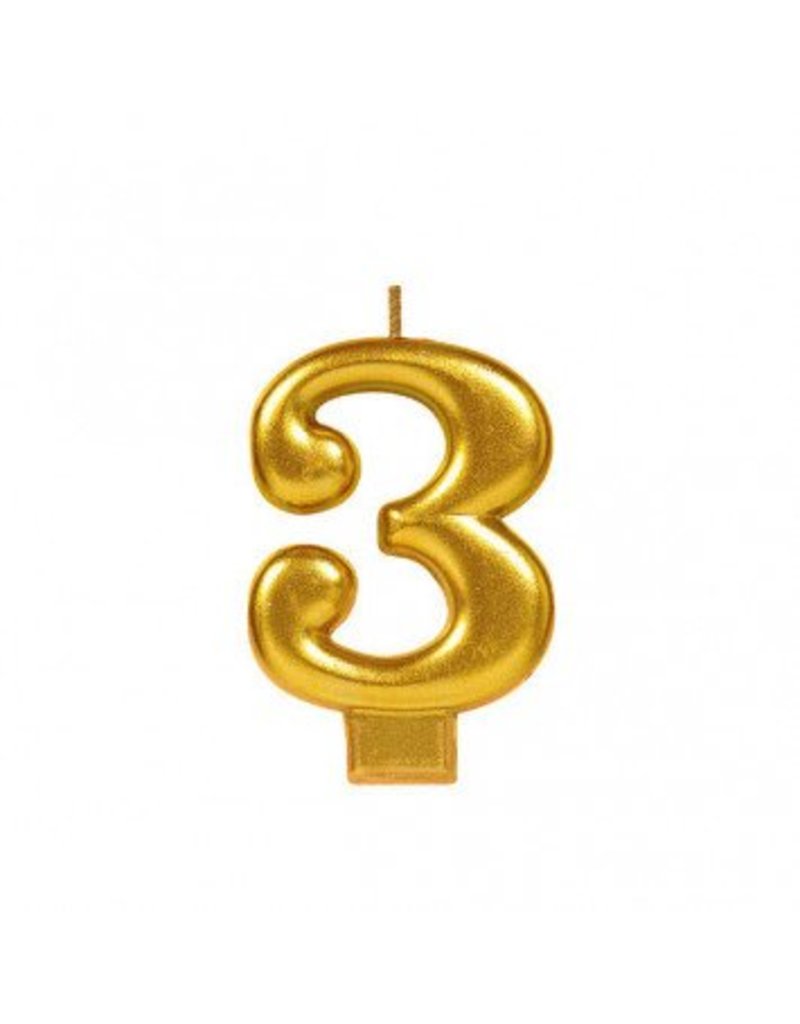 Numeral Metallic Candle #3 - Gold