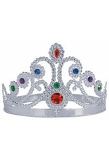 Silver Adjustable Jewel Plastic Queen Crown