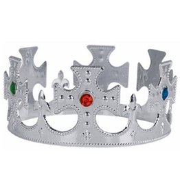 Silver Adjustable Jewel Plastic Kings Crown