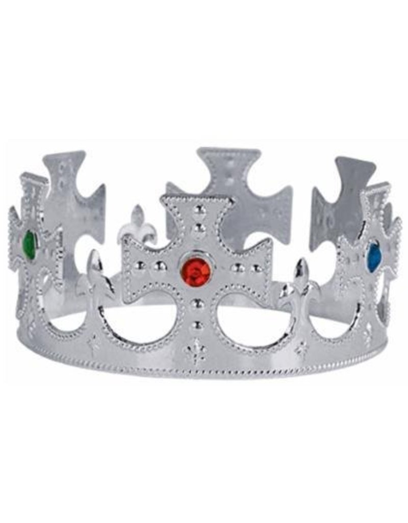 Silver Adjustable Jewel Plastic Kings Crown