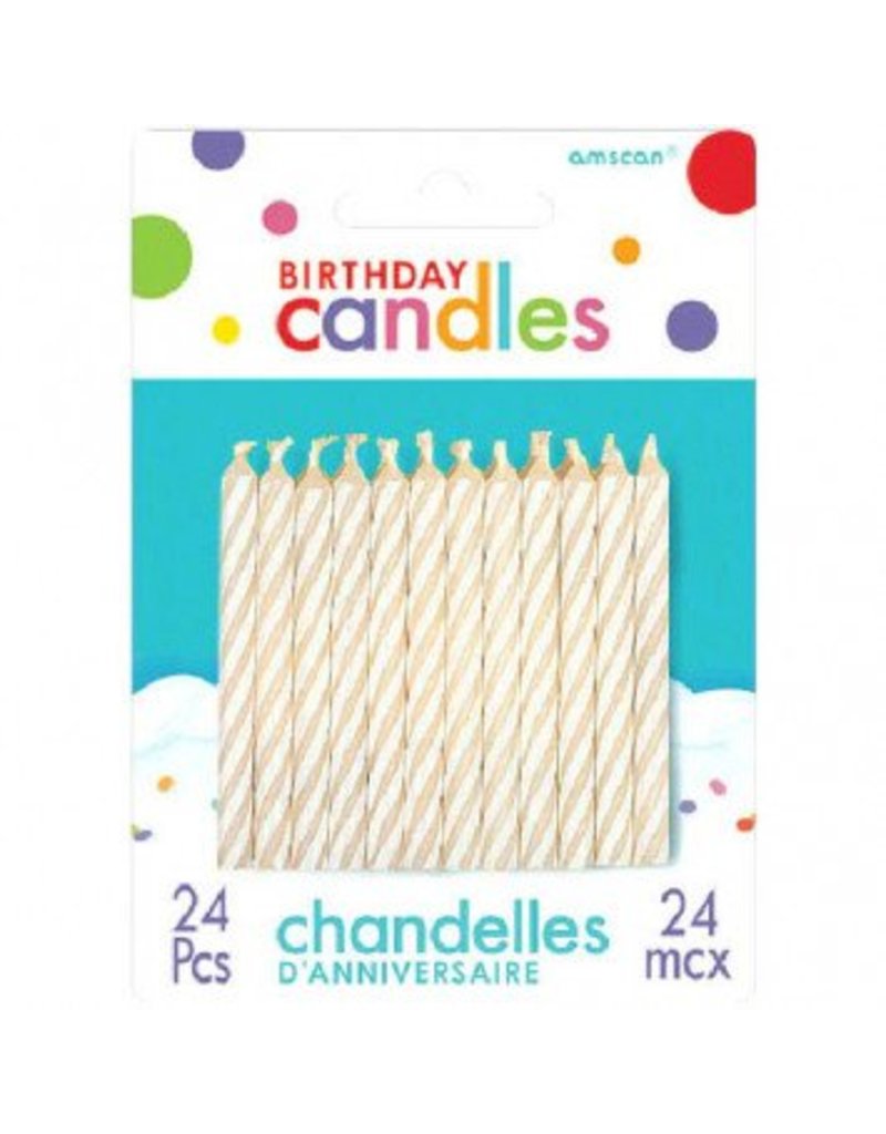 White Candy Stripe Spiral Candles