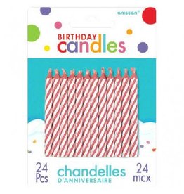Pink Candy Stripe Spiral Candles (24)