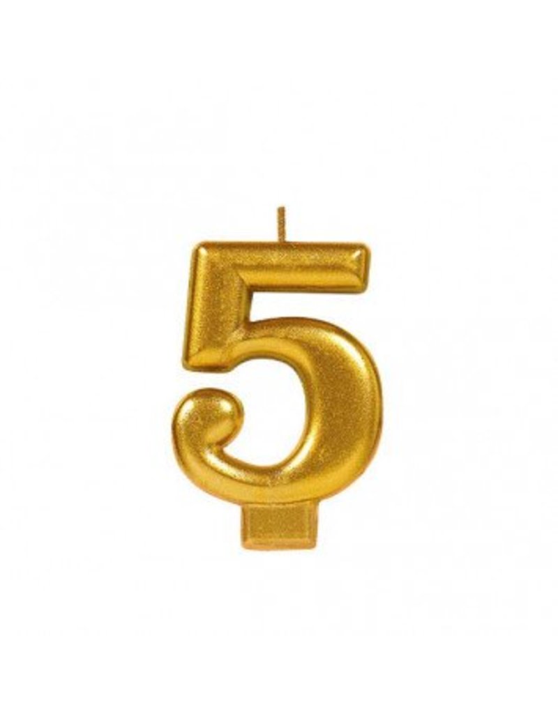 Numeral Metallic Candle #5 - Gold