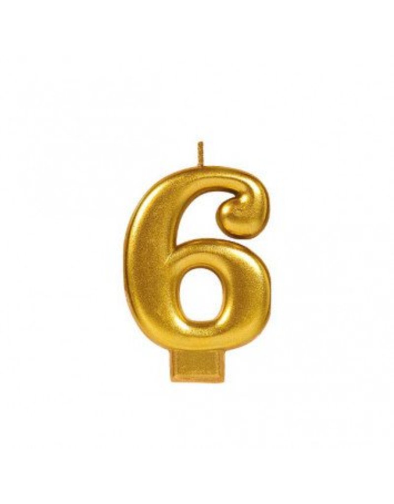 Numeral Metallic Candle #6 - Gold