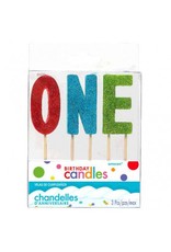 "O-N-E" Glitter Candles