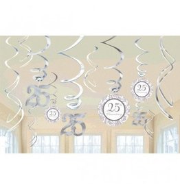 25th Anniversary Value Pack Hanging Decorations Silver