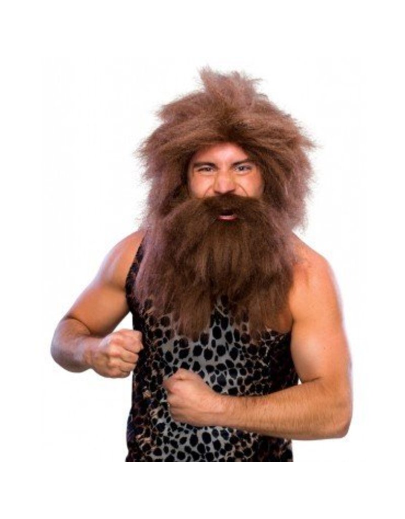 Pre-historic Beard and Brown Wig