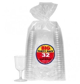 Big Party Pack Clear Plastic Wine Glasses, 5 1/2oz. (32)