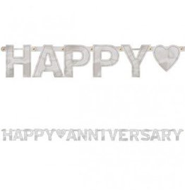 Happy Anniversary Banner Silver