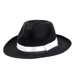 Black Gangster Fedora Hat