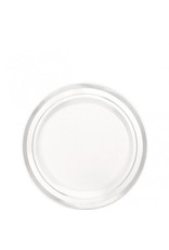 White Premium Plastic Round Plates with Silver Trim, 6 1/4" (20)