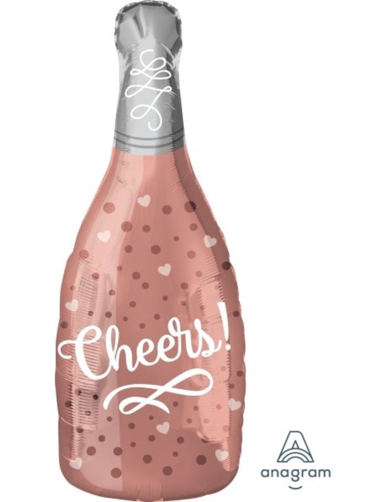 Cheers Rose Bottle 26" Mylar Balloon