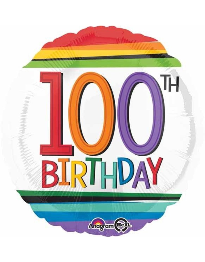 Rainbow Birthday 100 18" Mylar Balloon