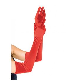 Red Extra Long Satin Gloves
