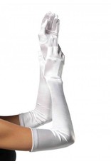 White Extra Long Satin Gloves