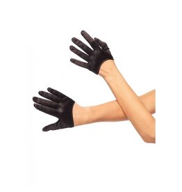 Black Mini Cropped Satin Gloves