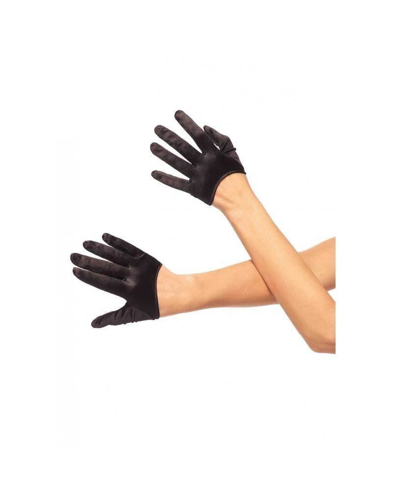 Black Mini Cropped Satin Gloves