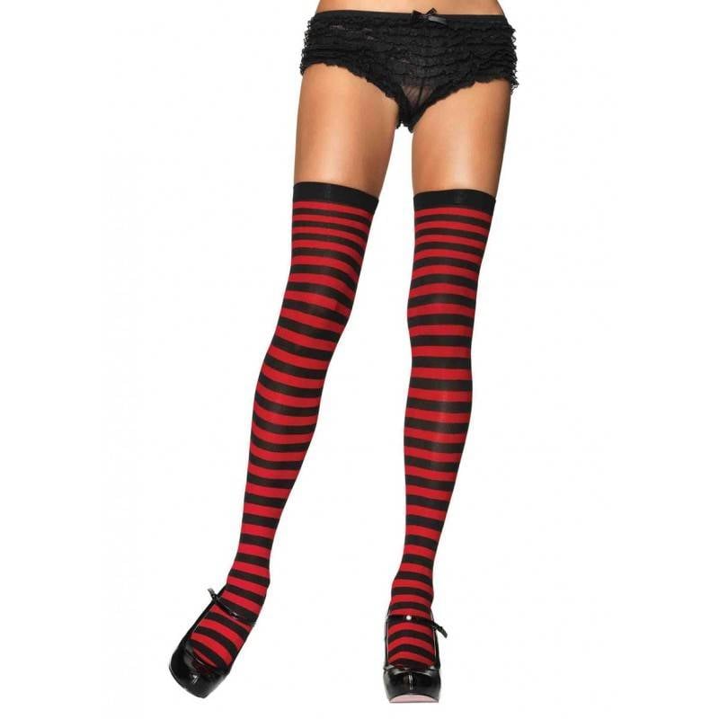 Red and Black Stripe Tights Pantyhose 