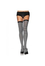 Black & White Striped Thigh High Stockings