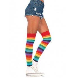 Rainbow Striped Thigh High Stockings