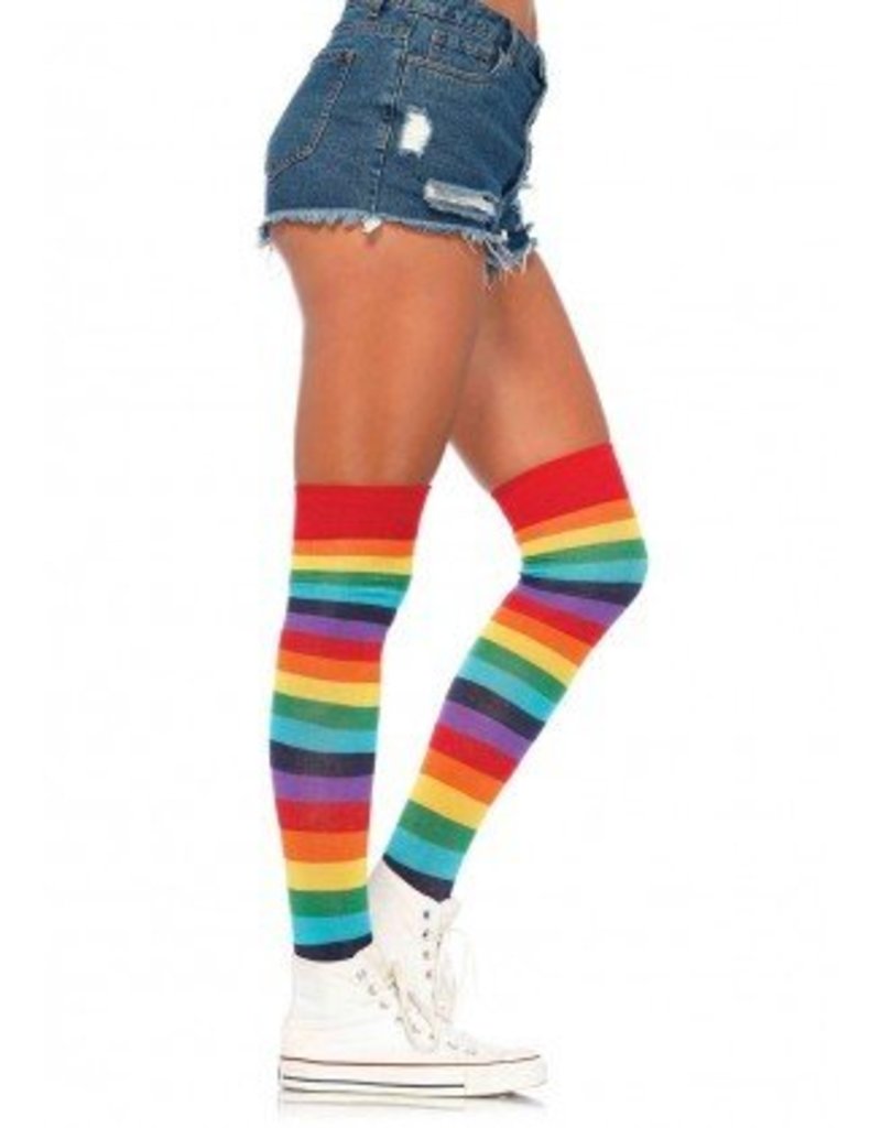 Rainbow Striped Thigh High Stockings
