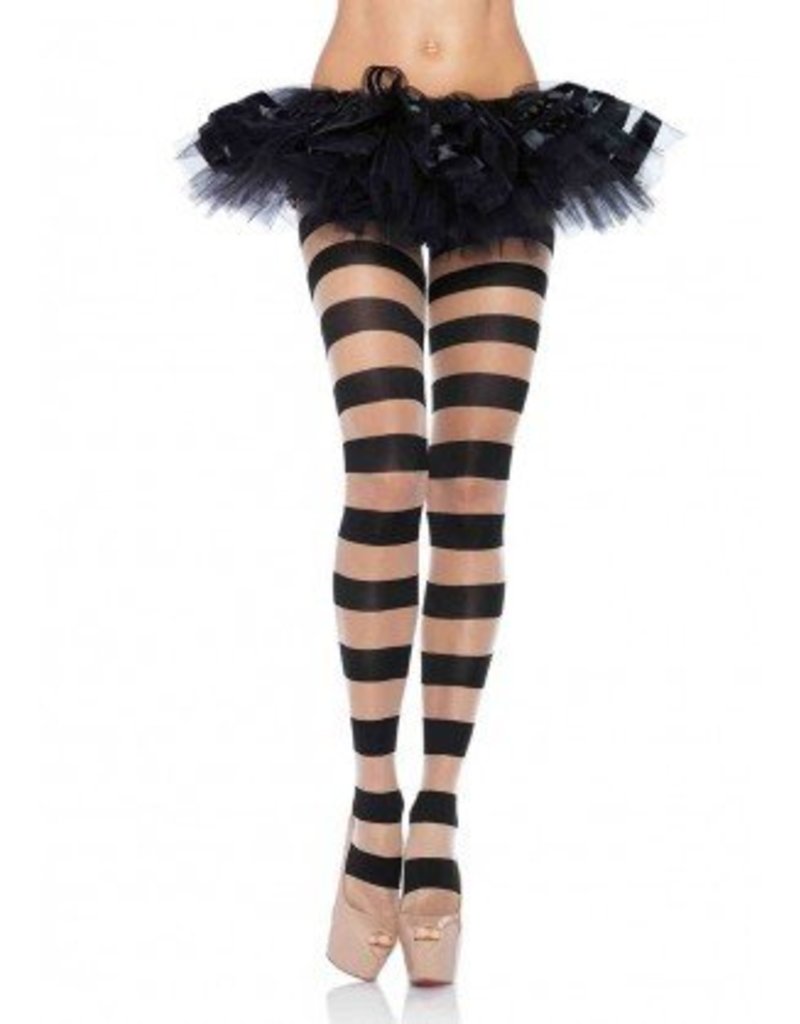 Nude and Black Striped Pantyhose