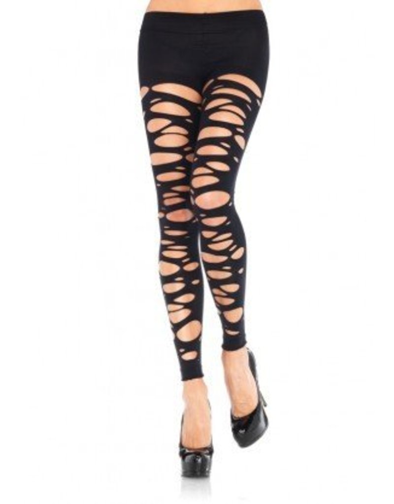 Black Tattered Footless Tights