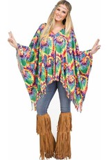 Women's Tie-dye Hippie Poncho Fits 4-14