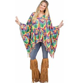 Women's Tie-dye Hippie Poncho Fits 4-14
