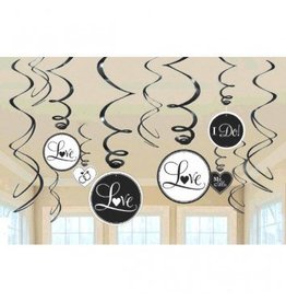 Wedding Foil Swirl Decorations  Black