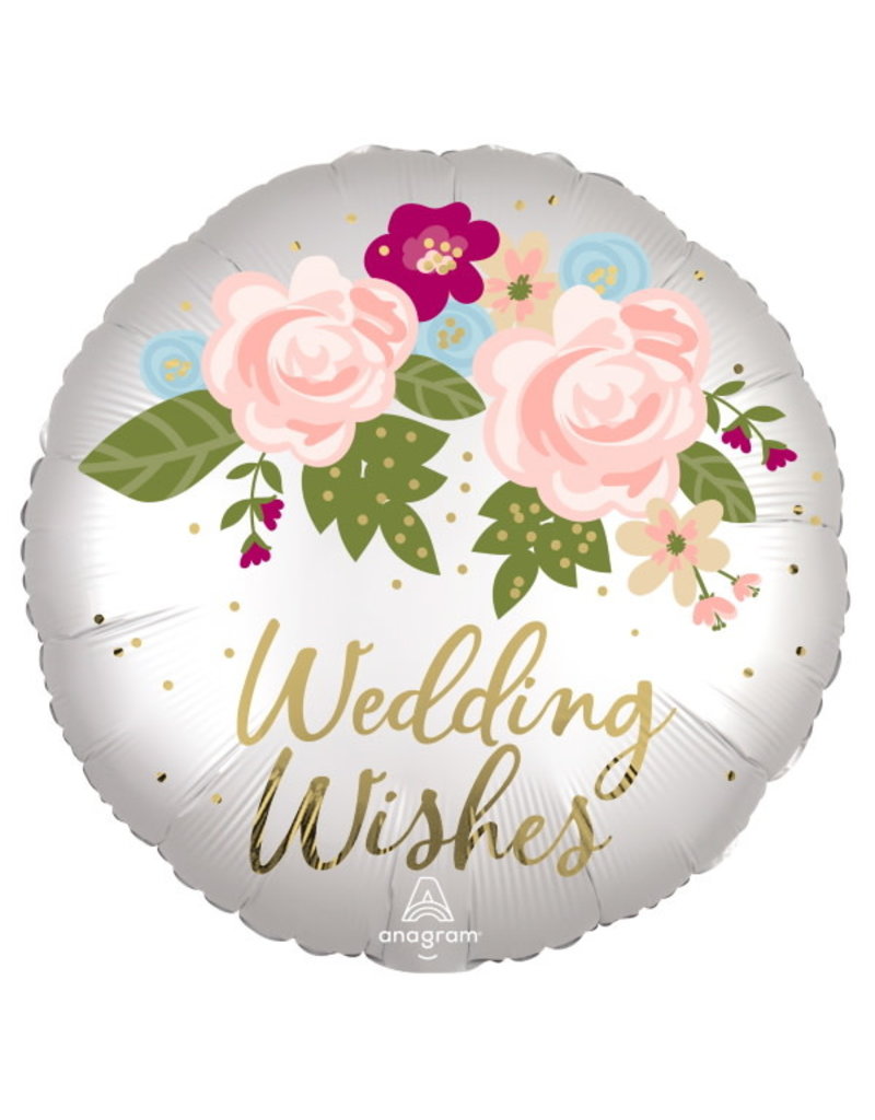 Wedding Wish Floral 18" Mylar Balloon