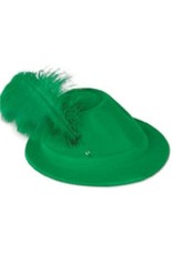 Green Velour Alpine Hat with Green Feather