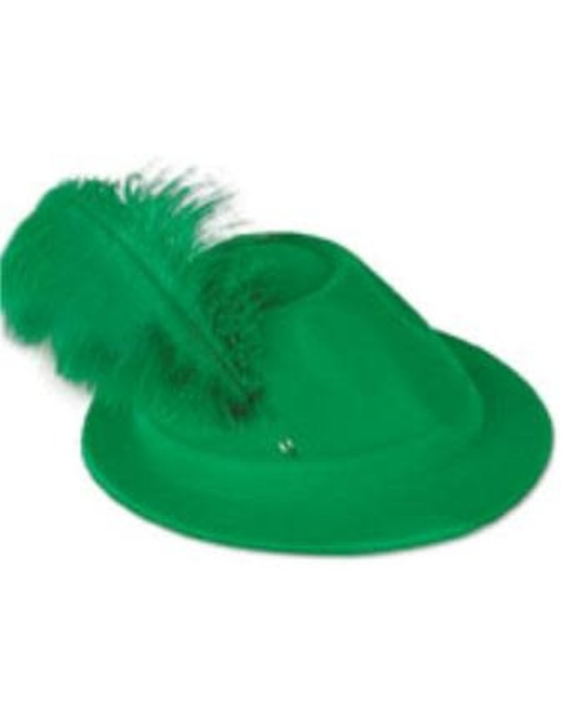 Green Velour Alpine Hat with Green Feather