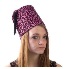 Fez Hat Pink Leopard